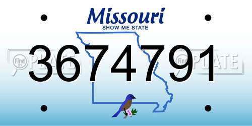 3674791 Missouri License Plate