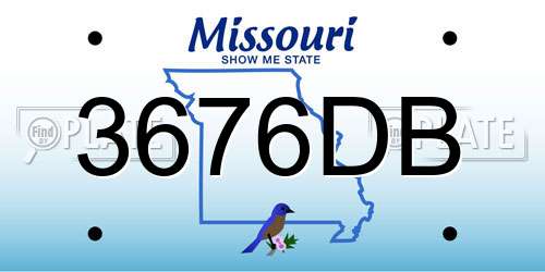 3676DB Missouri License Plate