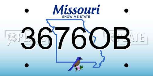 3676OB Missouri License Plate