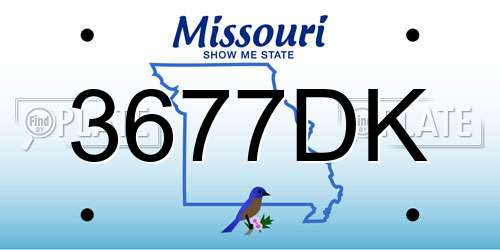 3677DK Missouri License Plate