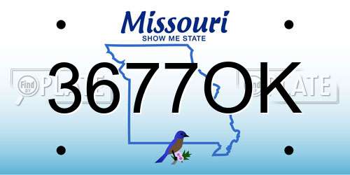3677OK Missouri License Plate