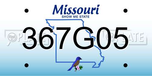 367G05 Missouri License Plate