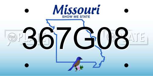 367G08 Missouri License Plate