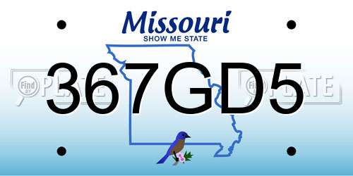 367GD5 Missouri License Plate