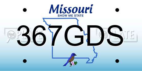 367GDS Missouri License Plate