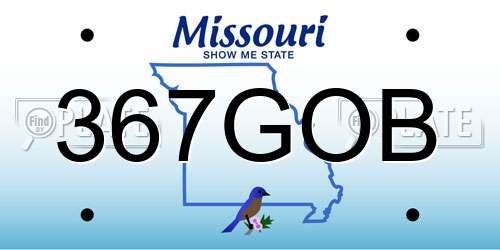 367GOB Missouri License Plate