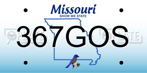 367GOS Missouri License Plate