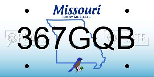 367GQB Missouri License Plate