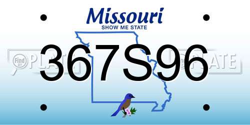 367S96 Missouri License Plate