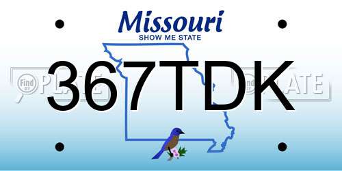 367TDK Missouri License Plate