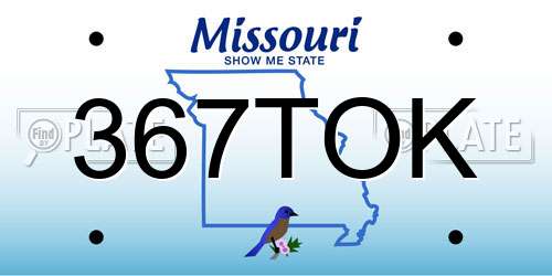 367TOK Missouri License Plate