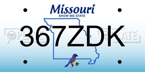 367ZDK Missouri License Plate