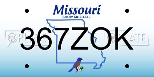 367ZOK Missouri License Plate