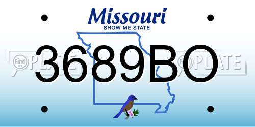 3689BO Missouri License Plate
