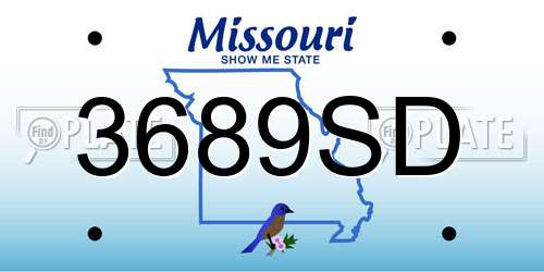 3689SD Missouri License Plate