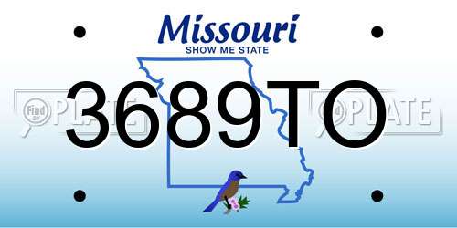3689TO Missouri License Plate