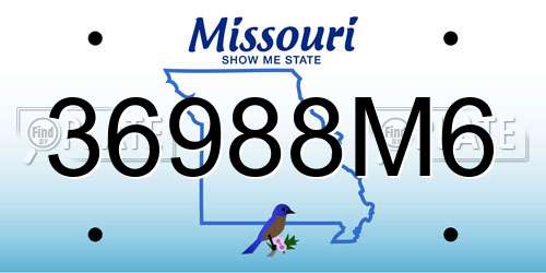 36988M6 Missouri License Plate