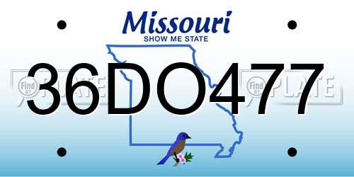 36DO477 Missouri License Plate