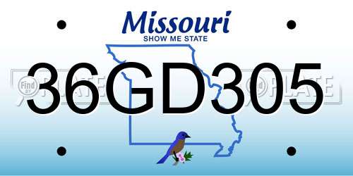 36GD305 Missouri License Plate