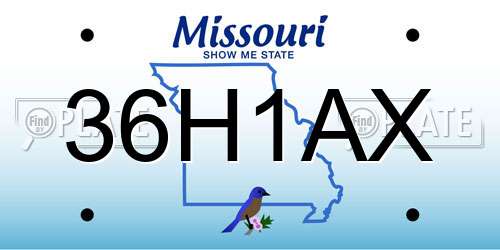 36H1AX Missouri License Plate