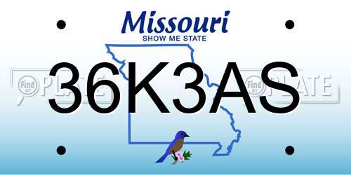 36K3AS Missouri License Plate