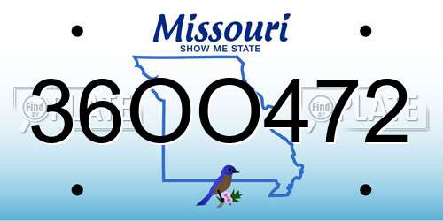 36OO472 Missouri License Plate