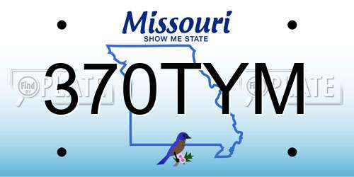 370TYM Missouri License Plate