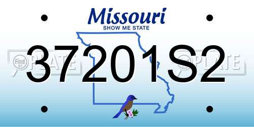 37201S2 Missouri License Plate