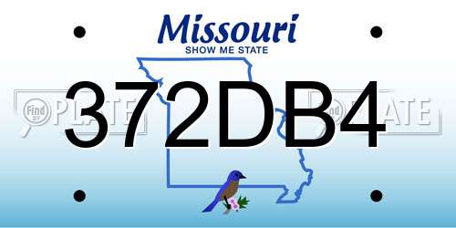 372DB4 Missouri License Plate