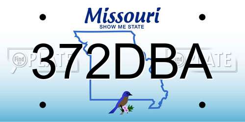 372DBA Missouri License Plate