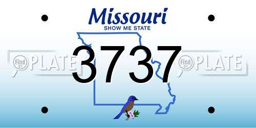 3737 Missouri License Plate