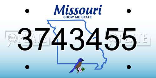 3743455 Missouri License Plate