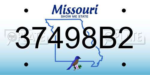 37498B2 Missouri License Plate