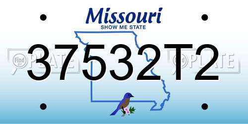 37532T2 Missouri License Plate