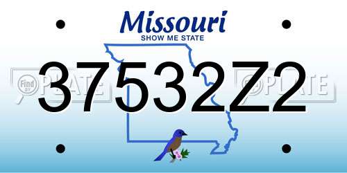 37532Z2 Missouri License Plate
