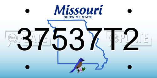 37537T2 Missouri License Plate