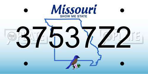 37537Z2 Missouri License Plate