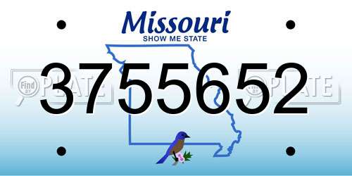 3755652 Missouri License Plate