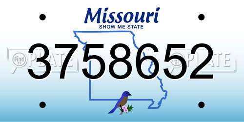 3758652 Missouri License Plate