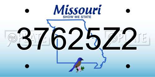 37625Z2 Missouri License Plate