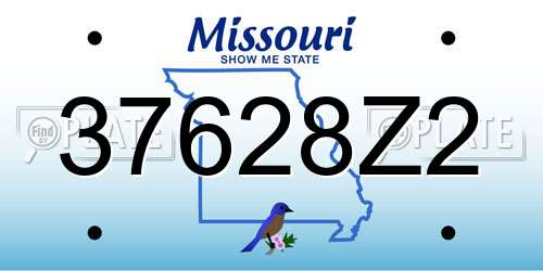 37628Z2 Missouri License Plate
