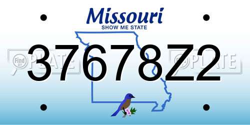 37678Z2 Missouri License Plate