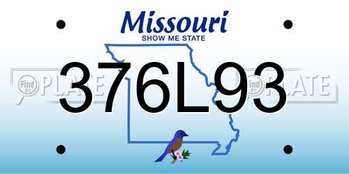376L93 Missouri License Plate