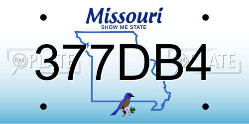 377DB4 Missouri License Plate