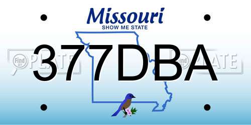 377DBA Missouri License Plate