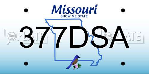 377DSA Missouri License Plate