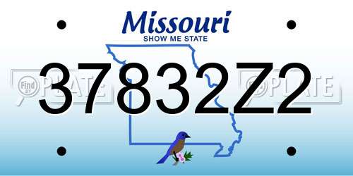 37832Z2 Missouri License Plate