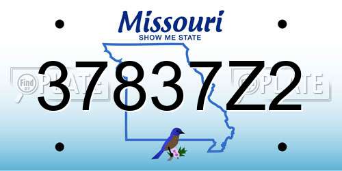 37837Z2 Missouri License Plate