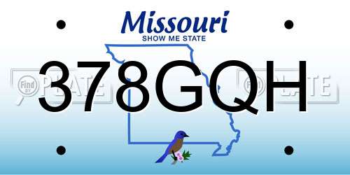 378GQH Missouri License Plate