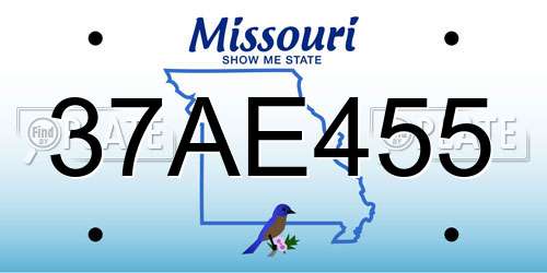 37AE455 Missouri License Plate
